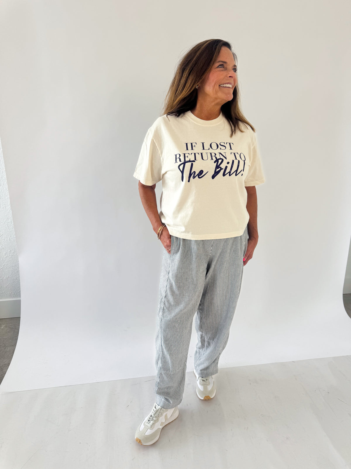 IF LOST RETURN TO THE BILL- ADULT BOXY CROP TEE