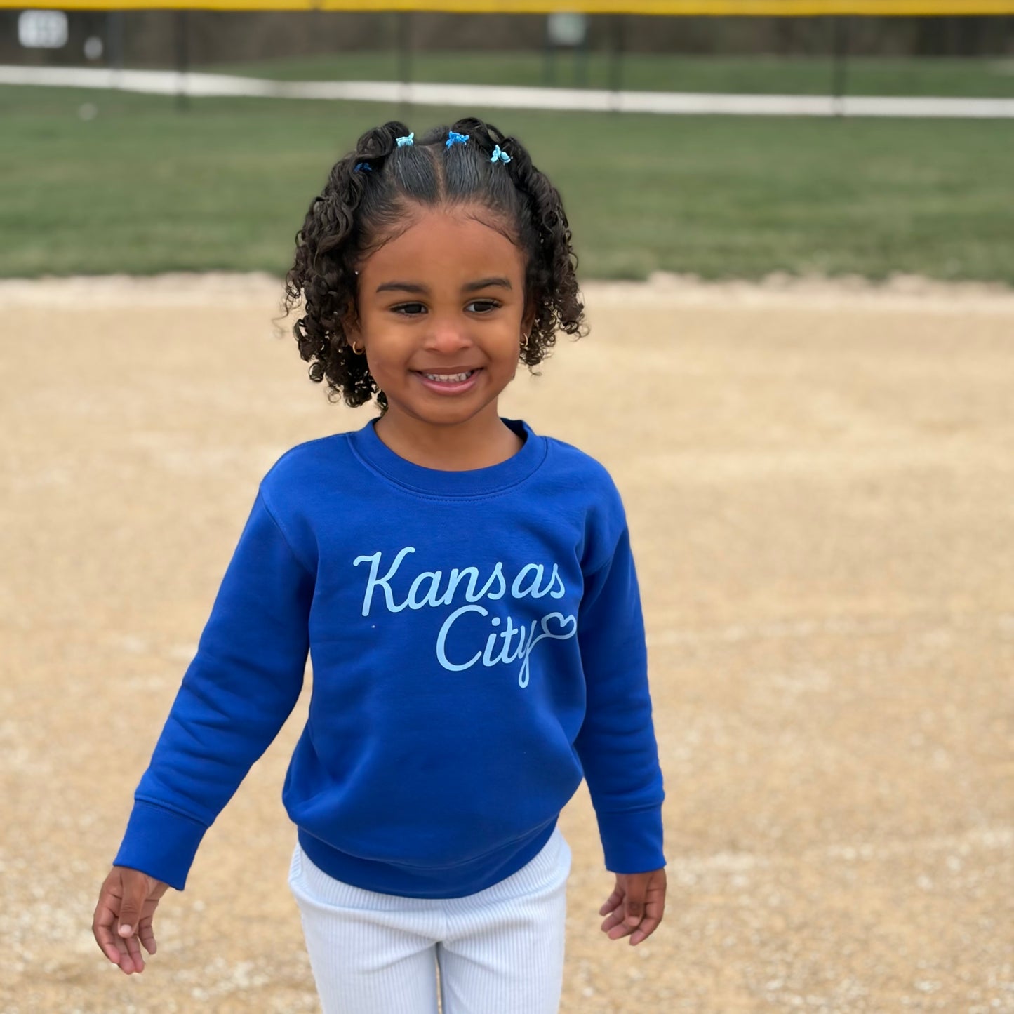 BLUE KANSAS CITY HEART- TODDLER+ YOUTH CREWNECK