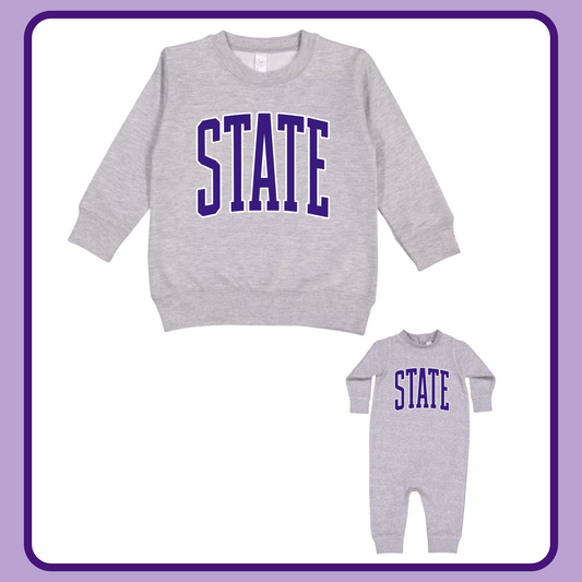 STATE— INFANT FLEECE JUMPSUIT + TODDLER/YOUTH CREWNECK