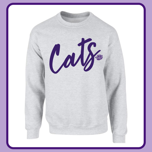 ASH CURSIVE CATS- ADULT CREWNECK