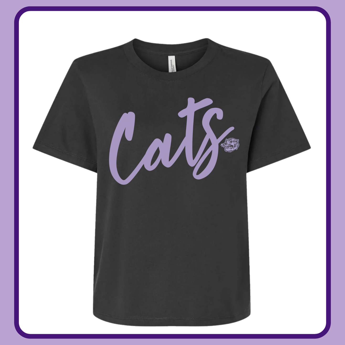 DARK GRAY CURSIVE CATS- ADULT TEE