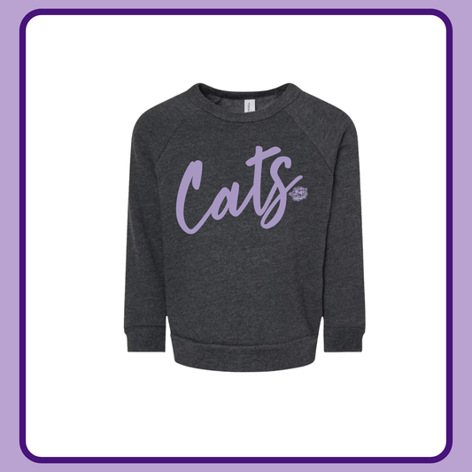 DARK GRAY CURSIVE CATS- TODDLER + YOUTH CREWNECK