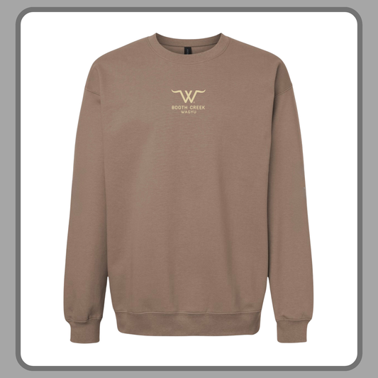 LIGHT BROWN MID CHEST LOGO CREWNECK SWEATSHIRT