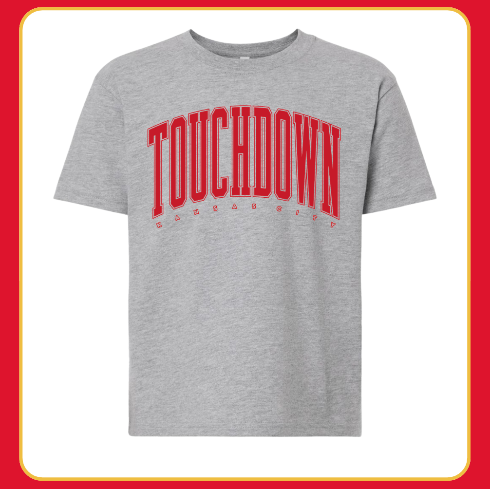 GRAY OVERSIZED TOUCHDOWN KC- ADULT TEE