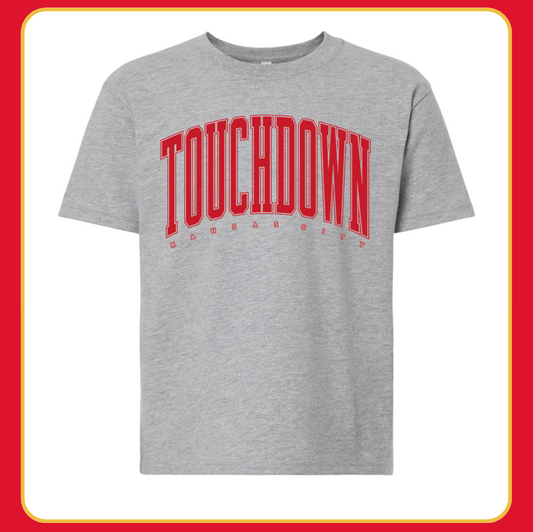 GRAY OVERSIZED TOUCHDOWN KC- ADULT TEE