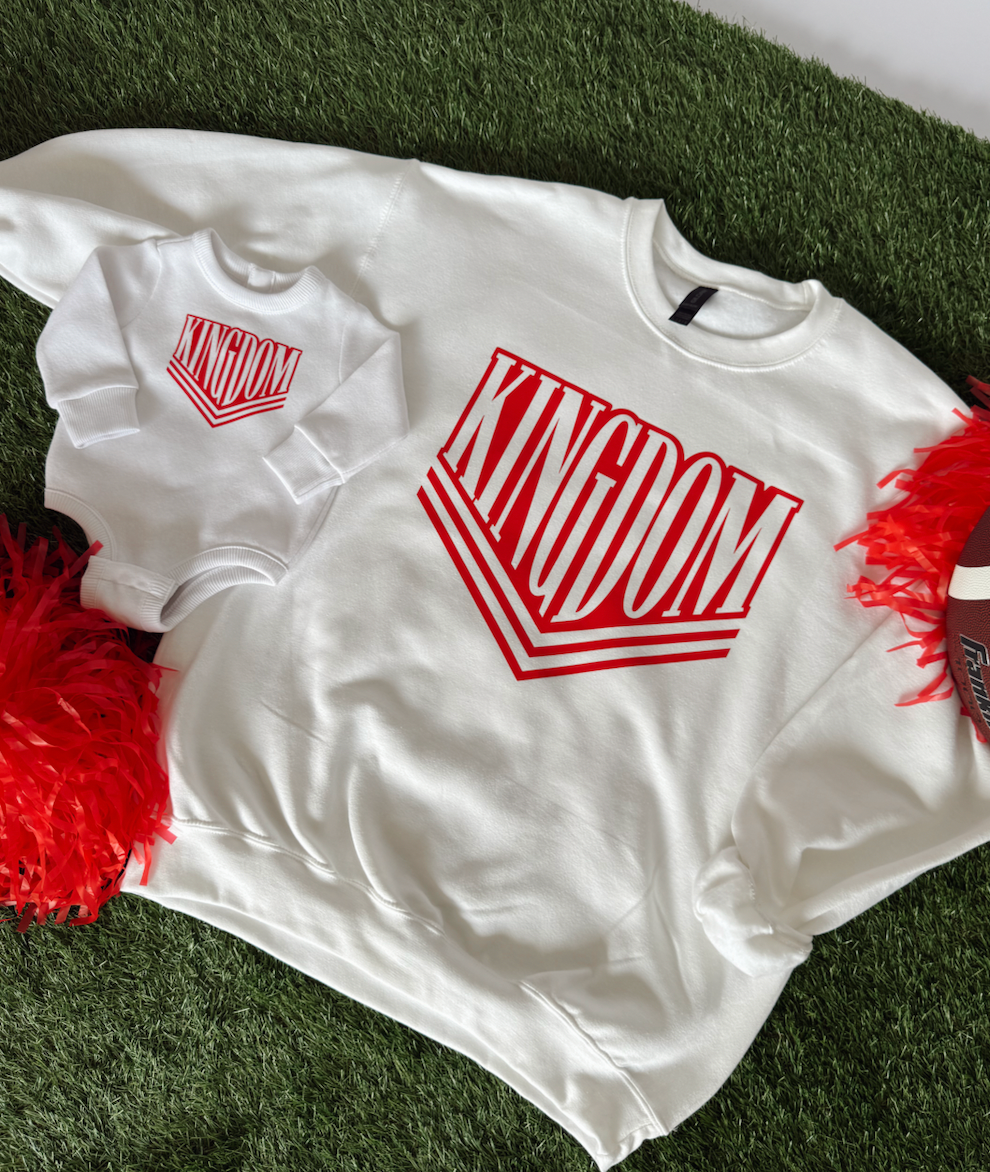 WHITE VARSITY KINGDOM-ADULT CREWNECK